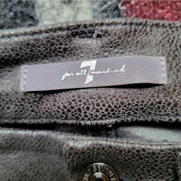 7FAM High Waist Knee Seam Skinny Jeans Faux Leather Crackle 25 - Picture 2 of 6